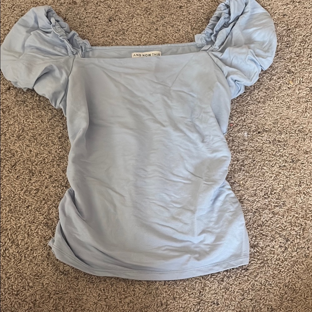 Gray Ruched Puff Sleeve Blouse